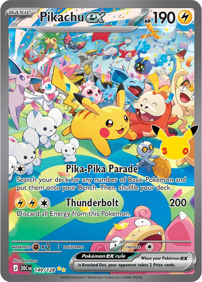 Pikachu ex 149/128 — denní ilustrace